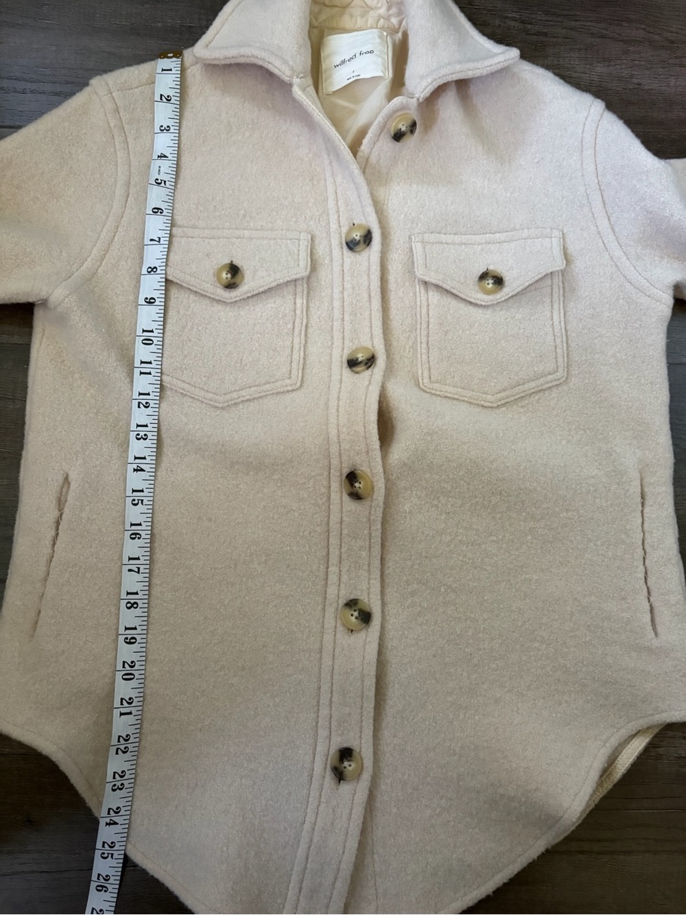 Aritzia Wilfred Free The Ganna Shirt Jacket Merino Wool Heather Bone Cream - Picture 5 of 9